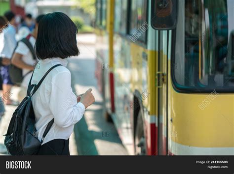 Young Girl Waiting Bus Image And Photo Free Trial Bigstock