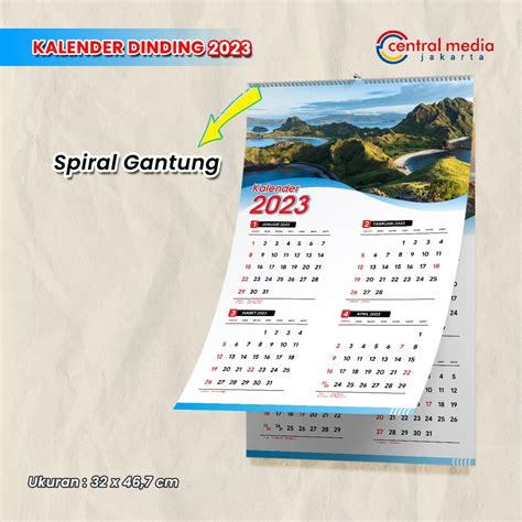 Jual Cetak Kalender Dinding 2023 Custom Art Paper 150 Spiral Gantung