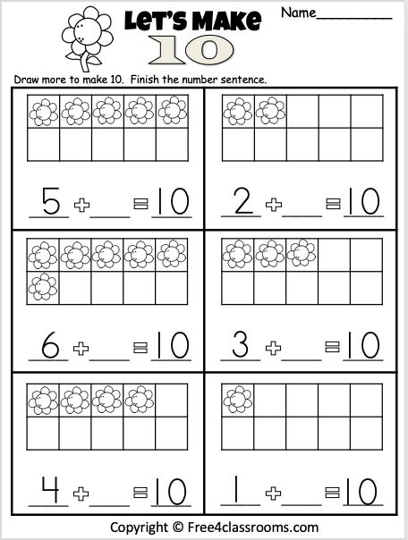Free Addition Worksheet 10 Frame Free Worksheets Free4classrooms
