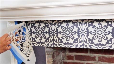 Tile Stenciling Diy Fireplace Project1 Stencil Stories