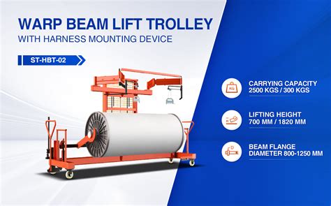 Hydraulic Warp Beam Lift Trolley With Harness Mounting Device Warp
