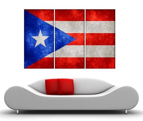 3 Panel Split Puerto Rican Flag Canvas Print 15 Deep Framestriptych