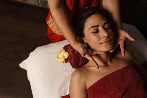 Brunette Woman Getting A Massage In A Spa Salon Stock Image Image Of White Adult 226002113