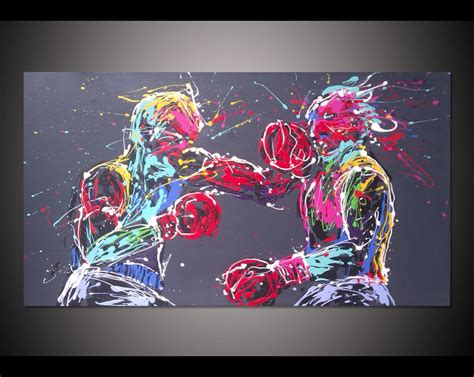 Large Original Art Boxing Fighting Texture Art Painting Abstract Sports