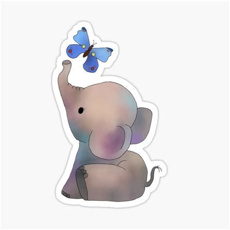 Elephant With A Butterfly Sticker For Sale By Blumchen Redbubble