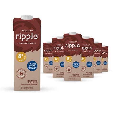 Ripple Chocolate Non Dairy Milk Plant Based Shelf Stable 32 Oz Pack