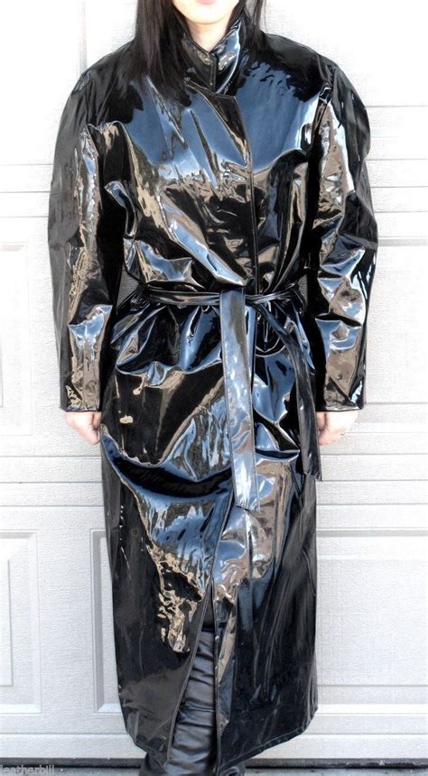 Shiny Black Vinyl Raincoat Rainwear Fashion Raincoat Fashion