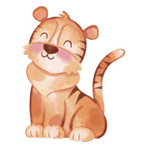 Design PNG E SVG De Tigre Aquarela Sentado Para Camisetas