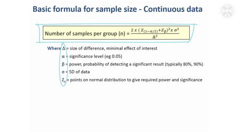 2 Sample Size Calculation Basic Formula Youtube