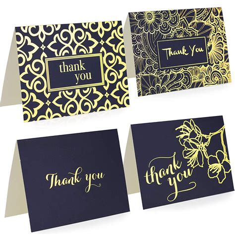 Beautiful Thank You Cards With Envelopes Set Of Navy Blue Thank