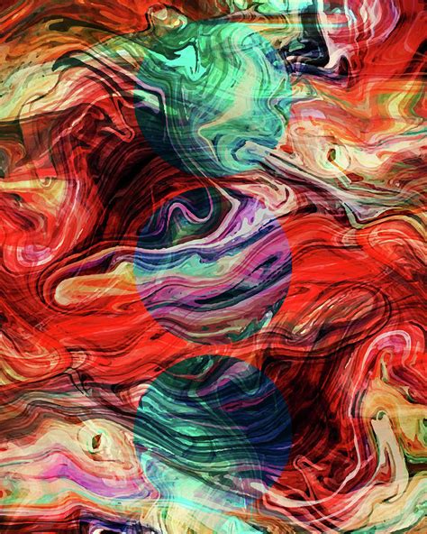 Abstract Painting Fluid Painting 01 Red Blue Orange Green
