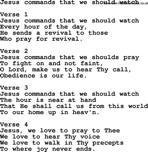 Jesus Commands That We Should Watch Apostolic And Pentecostal Hymns