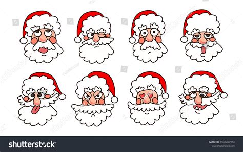Vector Set Cartoon Santa Claus Faces Stock Vector Royalty Free 1948289914 Shutterstock