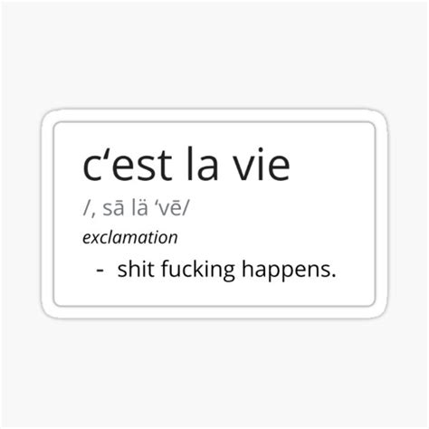 Cest La Vie Definition Sticker For Sale By Spookywoosh Redbubble
