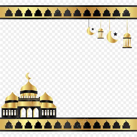 Bingkai Bingkai Islami Bentuk Masjid Dengan Ilustrasi Lentera Dan