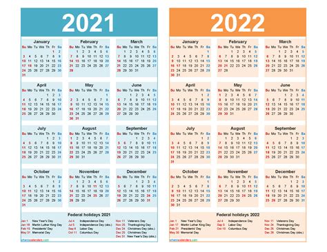 18 Month Calendar 2021 2022 Empty Calendar