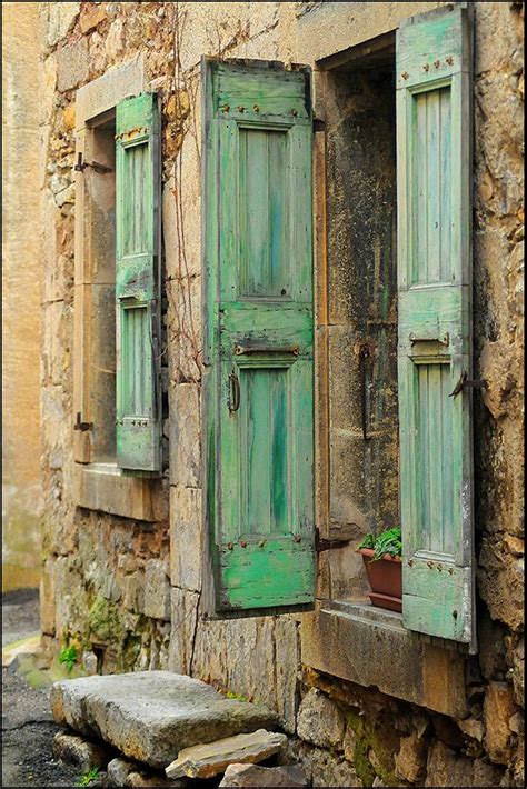 Windows Green Shutters Beautiful Doors Old Doors