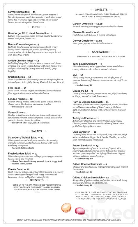 Bon Bon's of Cape Girardeau menu in Cape Girardeau, Missouri, USA