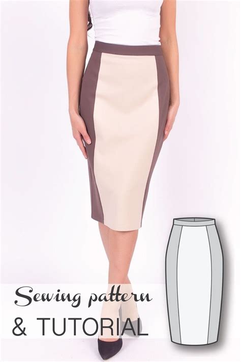 Color Blocked High Waist Pencil Skirt Sewing Pattern And Sewing