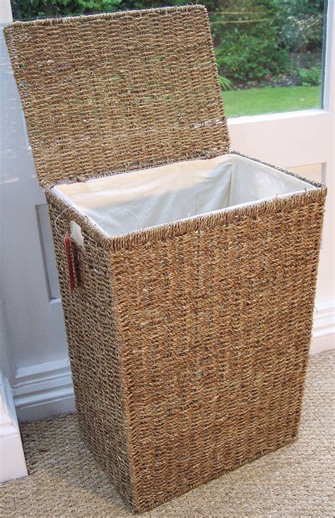 Miniatures cane woven basket, with lid very unique. Sea Grass linen laundry basket with lid. Hand woven ...