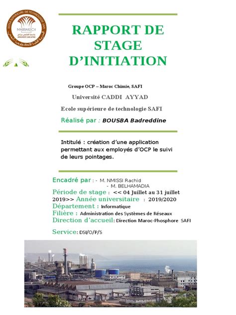 Rapport Stage Dinitiation Informatique Ocp Safi Pdf Html