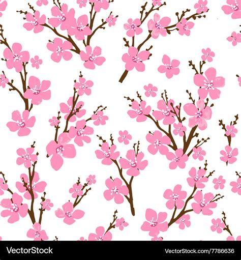 Seamless Pattern With Cherry Blossoms Spring Vector Image