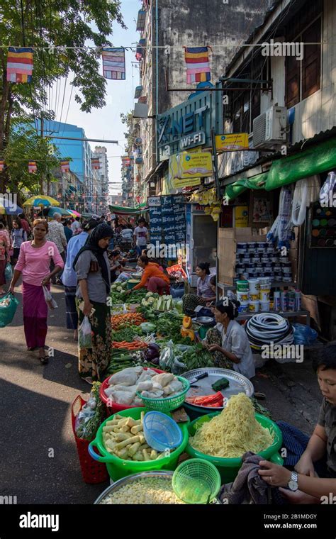 Street Market Yangon Myanmar Stock Photo Alamy