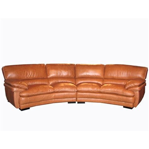 Curved Brown Leather Sectional Sofa Free Shipping Today Overstock