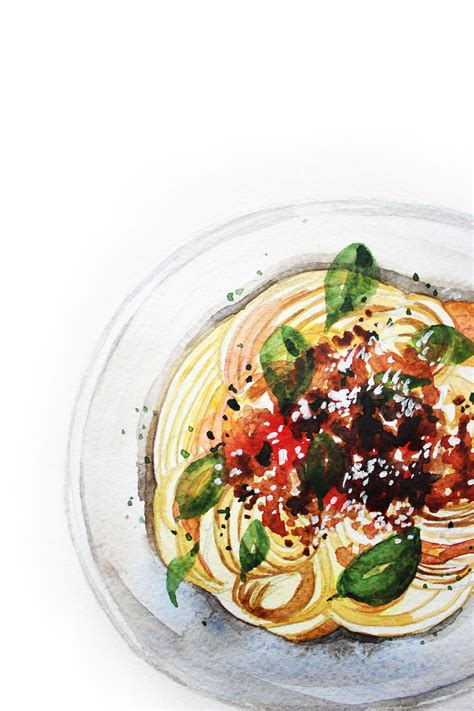 Italian Spaghetti Original Watercolor Food Watercolor Etsy In 2021