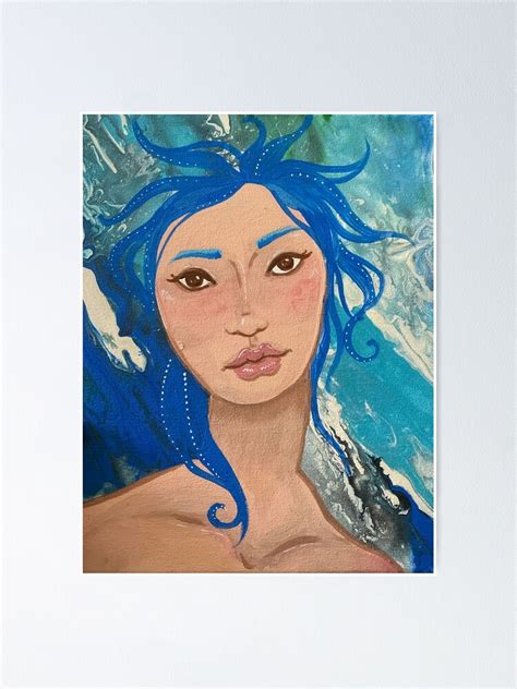 Ocean Haired Girl Beach Bunny Mermaid Poster By Amnelldesigns Redbubble