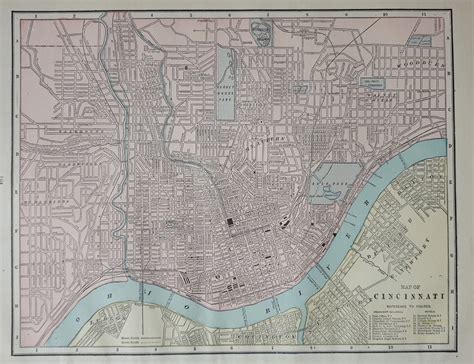 Cincinnati And Ohio Big Map United States Of America 1890 Cram Coloured