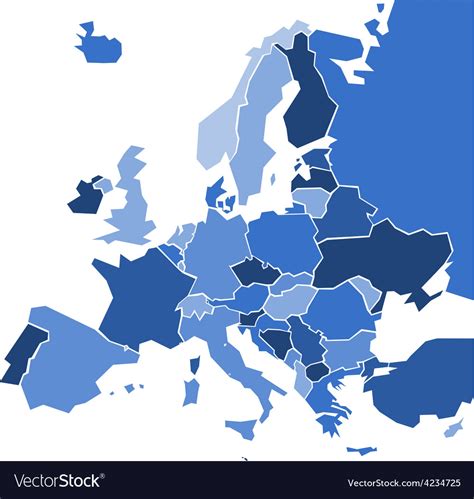 Blank Coloured Political Map Europe Royalty Free Vector