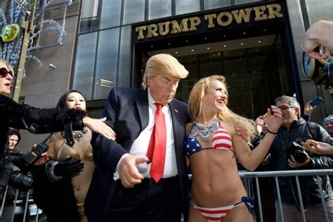 Donald Trump Lookalike Stuns New Yorkers As He Gets Very Hands On With Bikini Clad Models In
