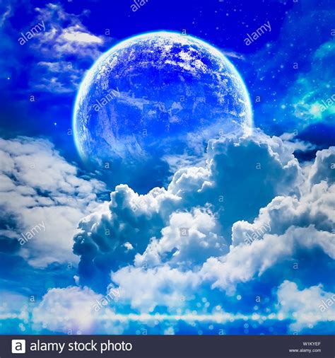 Peaceful Background Night Sky With Full Moon Stars