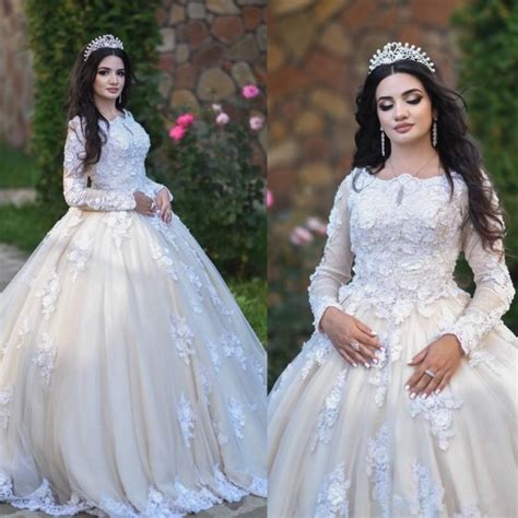 modest saudi arabic middle east wedding dresses long sleeve lace ball gown bridal gowns plus