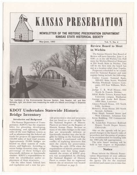 Kansas Preservation May June 1983 Kansas Historical Society