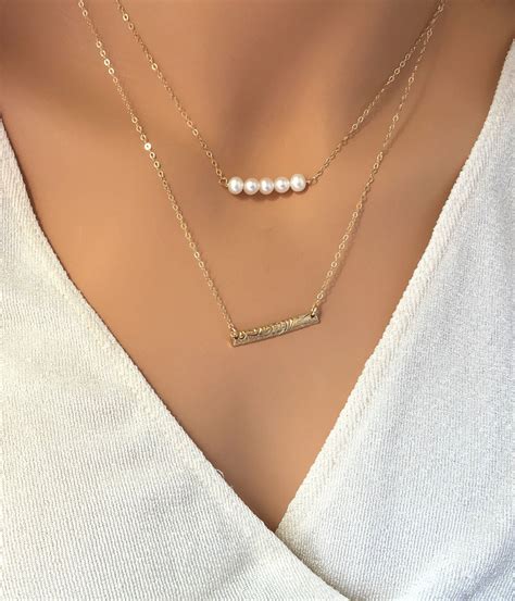 Dainty Pearl Choker Layered Choker Necklace Minimalist Gold Etsy