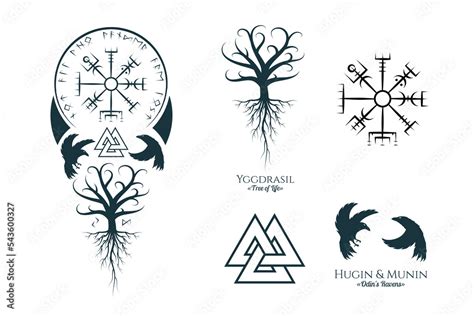 Viking Symbols Isolated Set Magic Collection Of Scandinavian Signs
