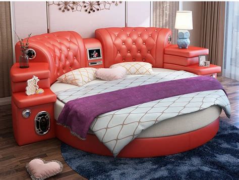 Girls Bedroom Furniture Pink Big Round Leather Bed Cheap Round Beds