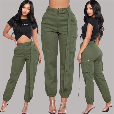 2021 Women Black Harlan Pants Ladies Cargo Pants Multi Pocket Capris