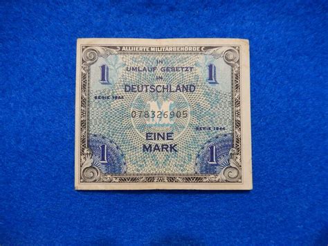 1944 German 1 Mark Allied Military Currency Amc Issued By Allied
