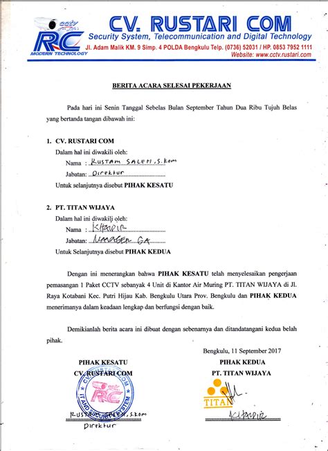 Contoh Berita Acara Serah Terima Barang Dan Jasa Kumpulan Surat Lengkap