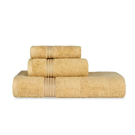 Superior Derry Solid Egyptian Cotton 3 Piece Towel Set Gold