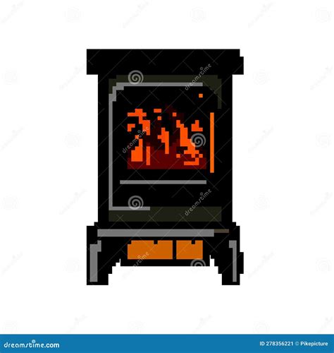 House Fireplace Game Pixel Art Vector Illustration Stock Vector