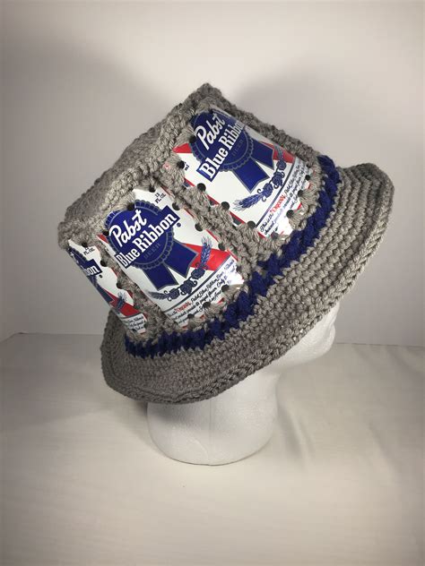 I also looked at a video on how to make a triangle to make. Pabst blue ribbon beer can hat | Crochet beer, Pabst blue ...