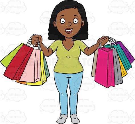 Woman Cartoon Shopping Bag Carton