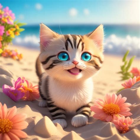 Cute Kitten On The Beach Aranyos Kiscica A Tengerparton Megaport