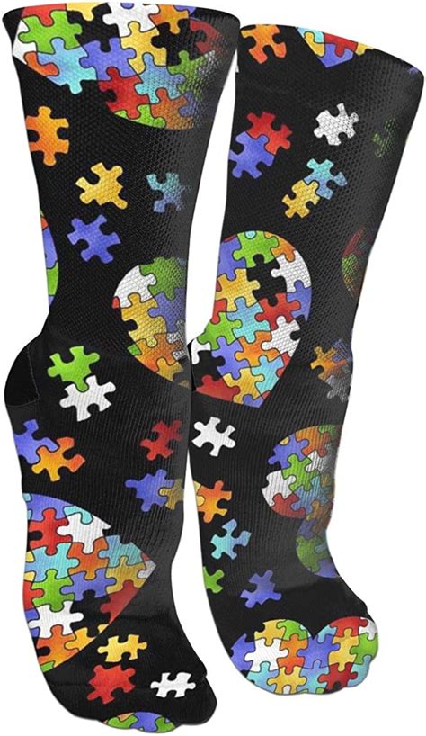 Autism Awareness Puzzle Pieces Heart Colorful Funky Socks