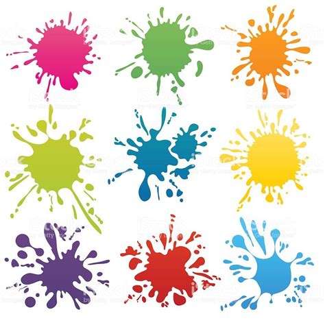 Colorful Ink Spots Set Splash Splatter Abstract Shape Vector