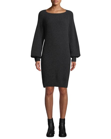 Vince Ribbed Long Sleeve Wool Cashmere Dress Neiman Marcus